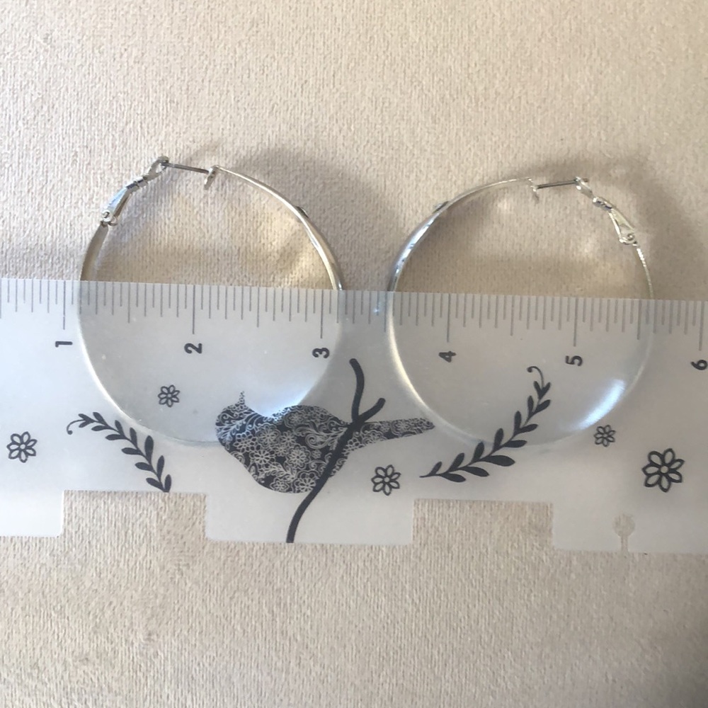 Hoop earrings with faux diamonds silver - Picture 5 of 6